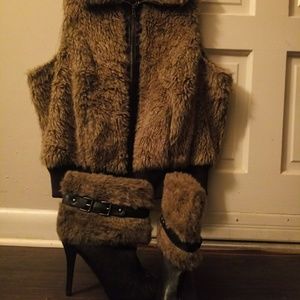 Boot heels with a foax fur vest